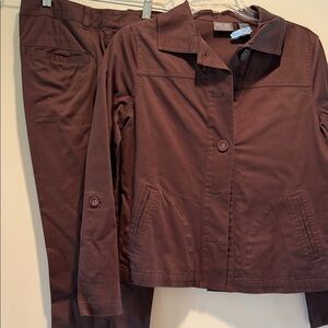 Chico's Deep Brown Button-Front Jacket and pants set
